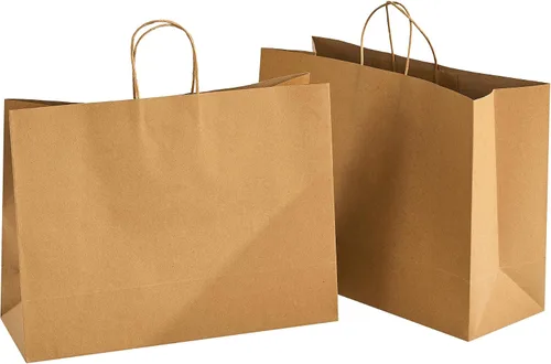 RACETOP Bolsas de Papel Marrón Grandes con Asas al Por Mayor 100 Piezas 16x6x12 Pulgadas Bolsas de Regalo al Por Mayor, Bolsas de Papel Kraft Marrón