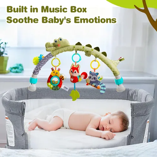 Miniatura 7 de Jollybaby Moisés cochecito móvil de juguete para bebé de 0 a 6 a 12 meses, juguete colgante de arco con clip para bebé, juguete Montessori sensorial