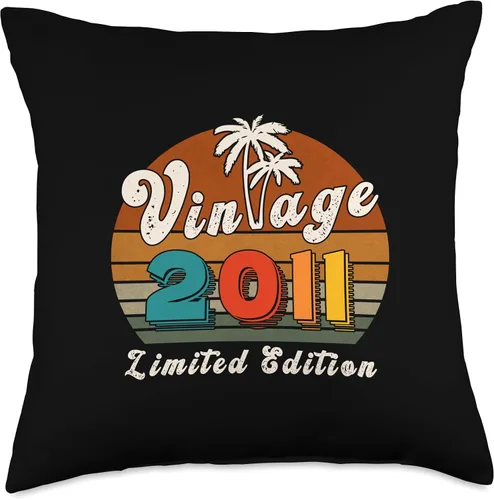 Miniatura 4 de Vintage 2011 Birthday Gift for Men Women 15 Years Retro Palm Throw Pillow