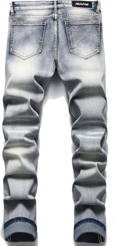 Miniatura 2 de Jeans ajustados de ajuste recto lavado de moda para hombre
