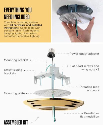 Miniatura 6 de The Can Converter R56 - Kit de conversión de luz empotrada para lata con medallón de techo plano y biselado de 7 pulgadas, mejoras para el hogar