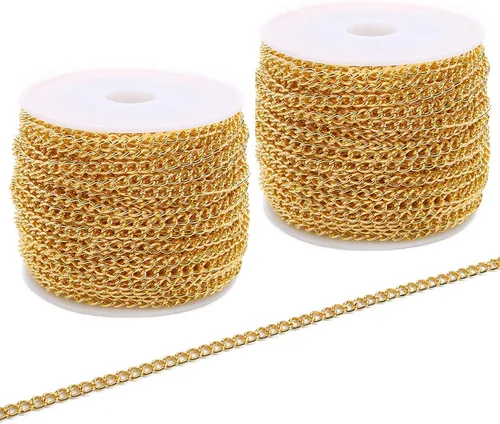 Miniatura 9 de SWTOOL Cadenas de eslabones de metal de plata de 60 pies/20 yardas, cadena de hierro a granel para hacer cadenas de joyería y manualidades, 2 rollos