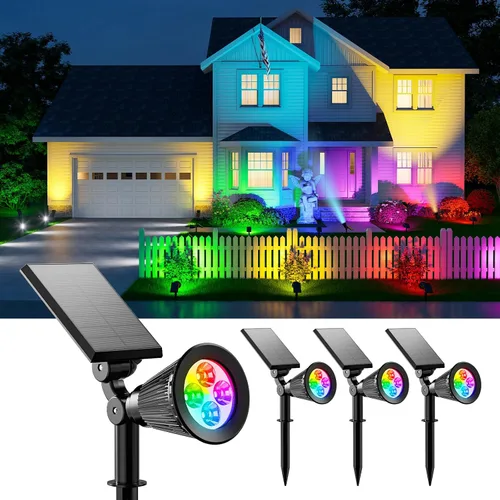 Miniatura 12 de FALOVE Focos Solares para Exteriores Impermeables para Bandera, Palmera, Poste, Letrero, Estatua, Buzón, Reflectores LED Brillantes para Exteriores