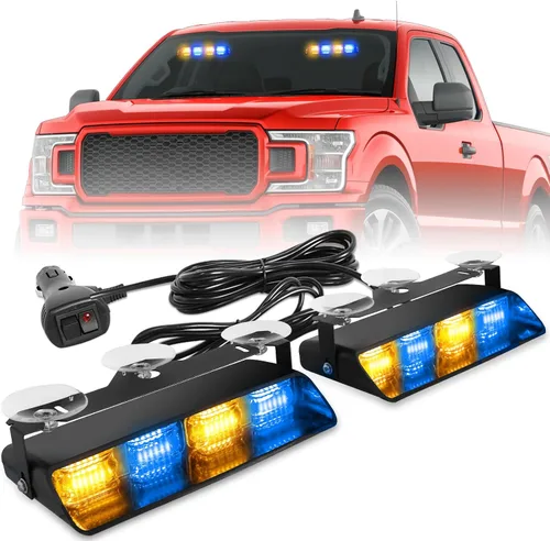Miniatura 10 de HLauto 2002L Luces estroboscópicas de emergencia para salpicadero: luces de seguridad ámbar, luces de advertencia intermitentes para parabrisas
