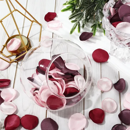 Miniatura 6 de Whaline 400 pétalos de rosa de seda, pétalos de flores artificiales dispersos para el día de San Valentín, despedida de soltera, noche romántica