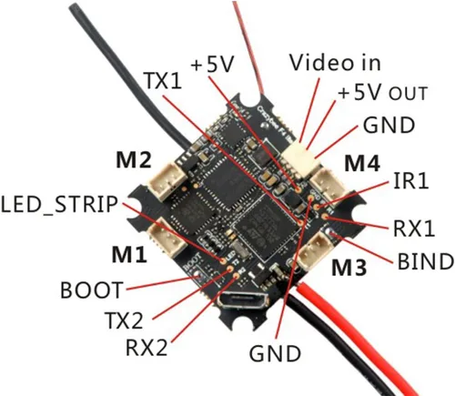 Miniatura 8 de HAPPYMODEL Crazybee F4 Lite 1S Controlador de vuelo integrado 5-8G VTX 4 en 1 ESC compatible con receptor Frsky/Flysky TinyWhoop Mobula6 Racing