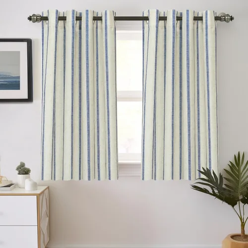 Miniatura 25 de DriftAway - Cortinas de Lino Mezcla de Granja 100% Opacas de 84 Pulgadas de Largo para Dormitorio, Cortinas Verticales Rayadas Impresas de Lino