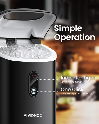 Miniatura 6 de VIVIDMOO Nugget - Máquina de hielo para encimera, 34 libras/día, máquina de hielo portátil de guijarros sónicos con autolimpieza, hielo rápido en 6