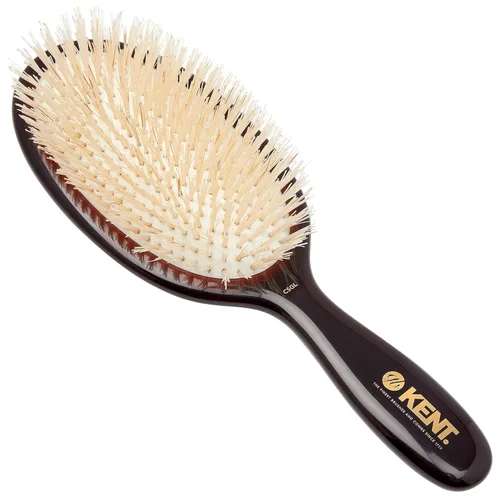 Miniatura 3 de Kent CSGM 7.75" Cepillo clásico de brillo medio ovalado y desenredante de cerdas de jabalí blancas suaves - Cepillo de brillo para el cabello