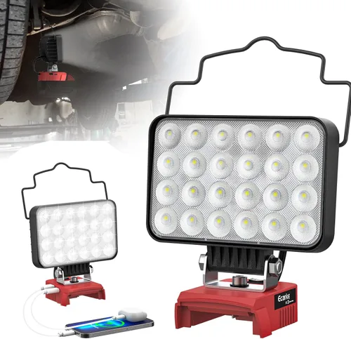 Miniatura 10 de Ecarke Luz de Trabajo LED Compatible con Milwaukee, Ecarke 54W 5400LM Luces de Trabajo LED Inalámbricas de Inundación, Compatible con Batería