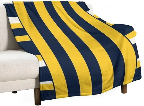 Miniatura 21 de Manta de rayas náuticas amarillas y azul marino, moderna, ultrasuave, manta de microfibra para sofá, cama para niños y adultos, 30 x 40 pulgadas