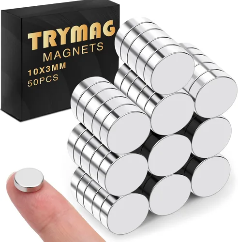 Miniatura 7 de TRYMAG 60 unidades de imanes de neodimio pequeños para refrigerador de tierras raras de 10 x 2 mm, imanes redondos pequeños multiusos en miniatura