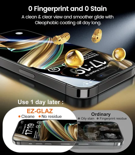 Miniatura 7 de EZ-GLAZ - Paquete de 4 protectores de pantalla de privacidad para iPhone 14 Pro [6.1 pulgadas], dureza 9H + 12 pies, grado militar, inastillable