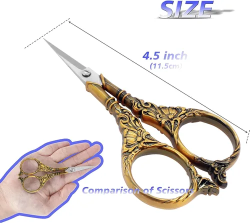 Miniatura 2 de BIHRTC Tijeras pequeñas de 4.5 pulgadas con punta afilada de acero inoxidable, detalle cruzado para manualidades, tijeras de hilo para coser