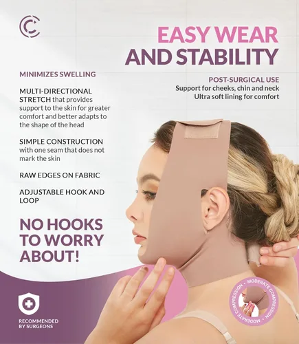 Miniatura 5 de CURVEEZ Cinturón Tonificante Facial Post Cirugía de Liposucción con Compresión y Correa para la Barbilla para Mujeres Faja Mentonera Reductora