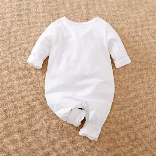Miniatura 3 de Linda jirafa + cebra con estampado floral de manga larga para bebé niña, mono blanco para mameluco de una pieza