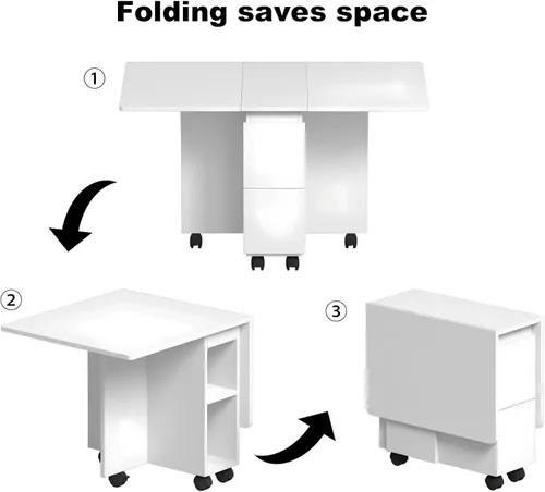 Miniatura 7 de LUMISOL Juego de mesa de comedor plegable para 4, juego de mesa de cocina con 4 sillas, almacenamiento y 6 ruedas, juegos de comedor que ahorran