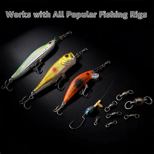 Miniatura 5 de Eslabones Giratorios de Pesca con Rodamiento de Bolas 30/50 piezas 0#-10# Aparejo de Pesca con Anillo de Soldadura Sólida de Acero Inoxidable