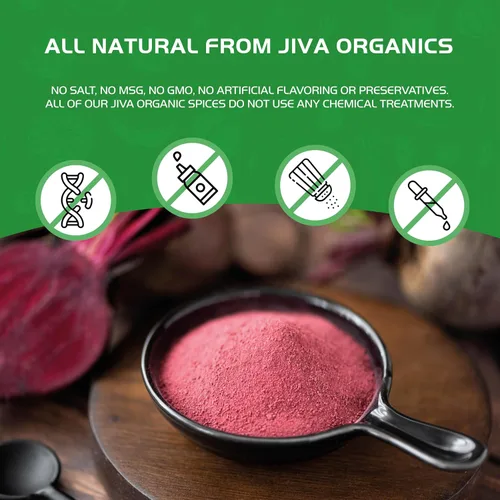 Miniatura 7 de Tarro de polvo de remolacha orgánica de 8 onzas, puro y natural, sin OMG, vegano, para la salud, hornear e incluso en batidos por Jiva Organics