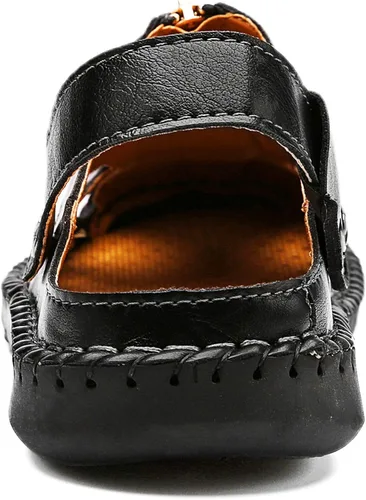 Miniatura 4 de JAMONWU Men's Casual Closed Toe Adjustable Leather Sandals Handmade Fisherman Beach Sandals