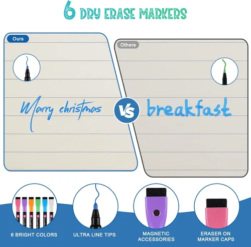 Miniatura 6 de Juego de calendario de pizarra blanca negra para nevera (paquete de 3), 1 tabla magnética de tareas y 1 planificador semanal para refrigerador, 1