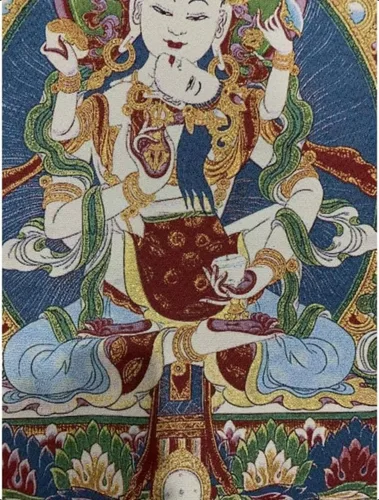 Miniatura 5 de Bordado de seda tibetano Thangka budista Vajrakila Mahāsattv Tangka Yoga Budista Tapiz colgante de pared Arte de pared Decoración del hogar Tapiz