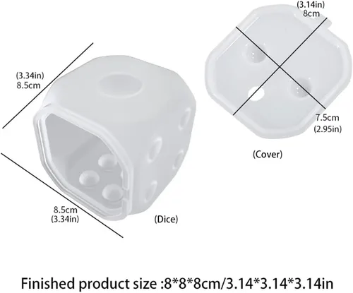 Miniatura 2 de Surakey Moldes de dados de resina, 4 estilos de moldes de dados poliédricos con molde de dados de silicona, filete cuadrado triangular, herramienta