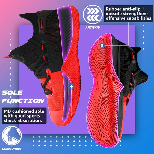 Miniatura 5 de WETIKE - zapatillas de básquetbol antideslizantes para niños y niñas, zapatillas para correr al aire libre (niños pequeñosniños grandes)