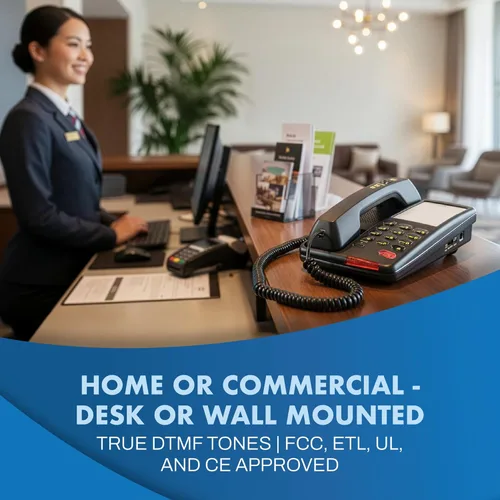 Miniatura 7 de Med-Pat Teléfono fijo con cable de consola D520U con carga USB-A y USB-C, compatible con audífonos y llamadas claras, accesibilidad para personas
