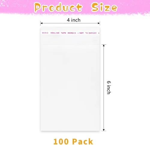 Miniatura 2 de Lhocm Bolsas transparentes autoadhesivas para galletas, 4 x 6 pulgadas, paquete de 100 bolsas de celofán resellables para golosinas y regalos