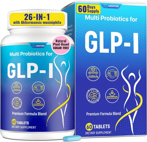 Suplemento Mightnes GLP-l para mujeres y hombres, GLP l natural, 26 en 1 con Berberina, Probiótico Akkermansia, Inulina, Cúrcuma, HMB, Tableta GLPl