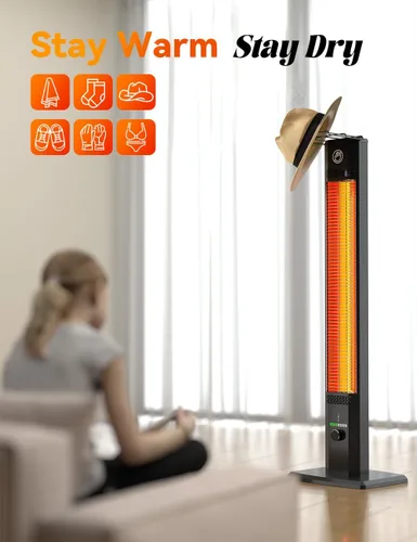 Miniatura 8 de Calentador al aire libre de 42 pulgadas, 9 niveles de calor y temporizador de 540 minutos, cerradura de seguridad para niños, calentador de garaje