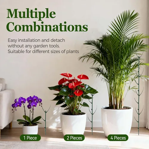Miniatura 7 de Paquete de 10 estacas apilables Monstera para plantas, soportes ajustables para plantas pequeñas en macetas de interior, potos, filodendro, hiedra