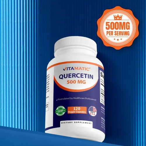 Miniatura 5 de Vitamatic Paquete de 3 quercetina de 500 mg, 120 cápsulas vegetarianas (sin OMG, sin gluten, vegano) - Apoya la salud cardiovascular
