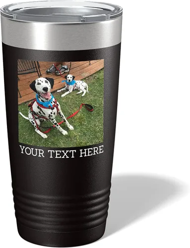 Vaso personalizado de 20 onzas (17 colores) con foto impresa con aislamiento térmico de acero inoxidable recubierto de polvo con tapa, regalo