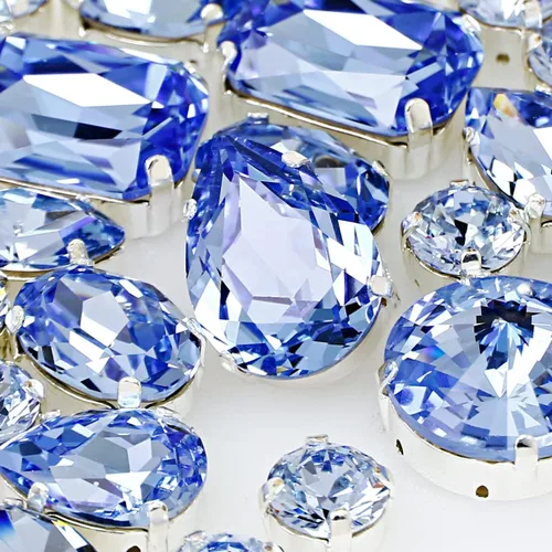 Miniatura 18 de DONGZHOU Diamantes de imitación para coser con ajuste de garra, Piedra Fantasía con agujero hueco, gemas plateadas con parte trasera plana