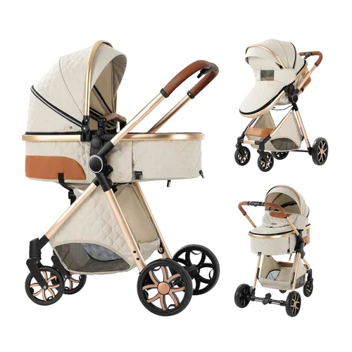 Miniatura 12 de Cochecito de bebé 2 en 1 con función de cochecito, plegable, portátil, cómodo, para bebés de 0 a 36 meses (negro)