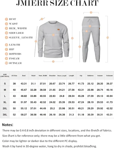 Miniatura 6 de JMIERR Conjunto de 2 piezas para hombre con cuello redondo, sudadera de jacquard y pantalones deportivos