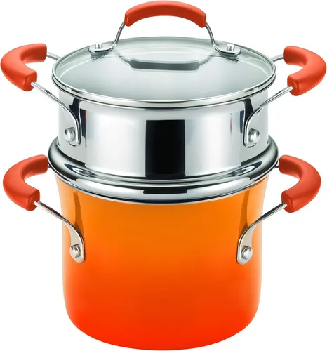 Miniatura 2 de Rachael Ray Brights - Olla para salsa con inserto de vapor, 3 cuartos de galón, color rojo bicolor