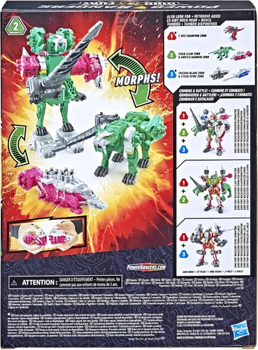 Miniatura 9 de Power Rangers Dino Fury - Martillo Ankylo rosa y garra de tigre verde, juguetes Zord para niños de 4 años en adelante Zord Link Sistema