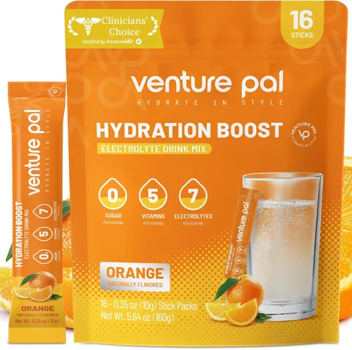 Miniatura 13 de Venture Pal Paquetes de electrolitos en polvo sin azúcar, mezcla de bebida para hidratación rápida y recuperación de fiestas, 5 vitaminas y 7 Sabor