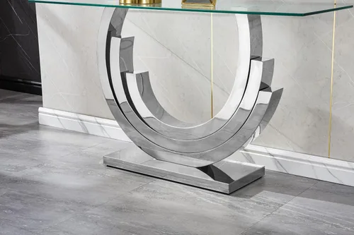 Miniatura 29 de Mesa de centro de cristal de lujo, mesa de centro de sofá de 47 pulgadas con marco de acero inoxidable dorado y parte superior de vidrio negro, mesa