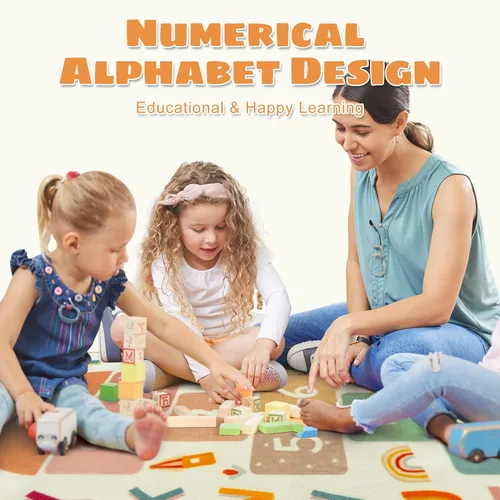 Miniatura 4 de STARUIA Alfombra de Rayuela Lavable para Niños para Sala de Juegos, Alfombras Educativas Coloridas para Aula con Números ABC, Alfombra
