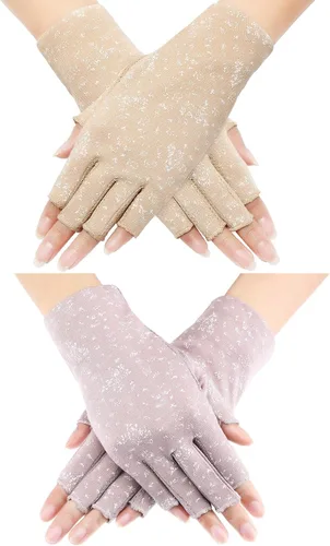 Miniatura 15 de Maxdot Guantes sin dedos para mujer, con protección solar, guantes de conducción de verano, antideslizantes, con protección UV, para exteriores