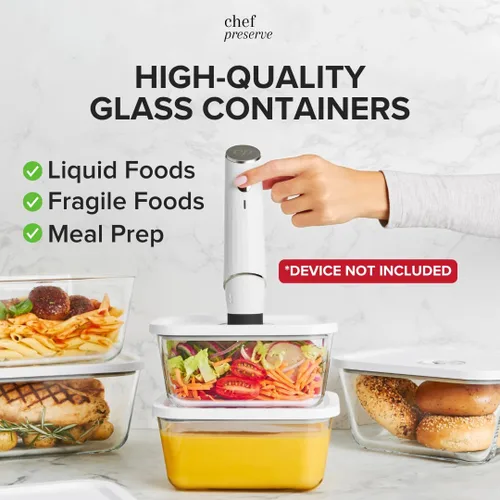 Miniatura 3 de Chef Preserve Recipientes de sellado al vacío de vidrio para preparación de comidas, almacenamiento de alimentos, hechos para sellador al vacío