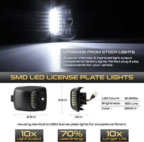 Miniatura 2 de VIPMOTOZ Luz LED completa para placa de matrícula para Toyota Tacoma 2005-2015 y camioneta Tundra 2000-2013, blanco diamante 6000K, reemplazo de 2
