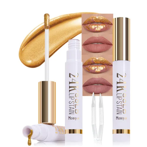 Miniatura 10 de 3 piezas 2 en 1 Set de delineador y lápiz labial líquido de color negro oscuro, púrpura y azul real para mujeres, tinte labial de larga duración, a
