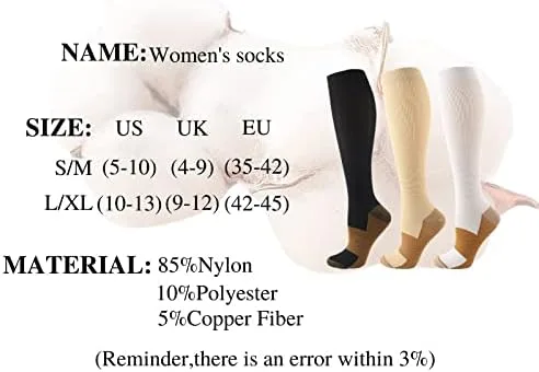 Miniatura 2 de EYHLKM - 9 pares de calcetines deportivos de compresión de cobre para mujeres y hombres, medias de circulación médica para enfermeras