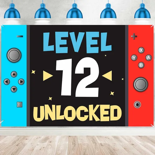 Miniatura 9 de Level 7th Unlocked Happy 7th Birthday Level Up Banner de fondo para cabina de fotos, accesorios de videojuego, decoración temática juvenil