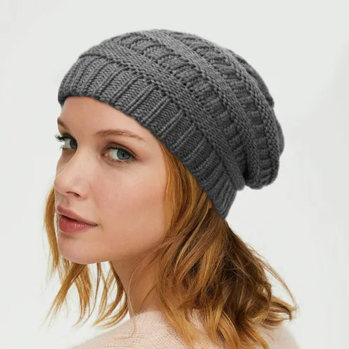 Miniatura 6 de Winter Knit Beanie for Women Satin Lined Cable Thick Chunky Cap Mens Soft Slouchy Warm Hat